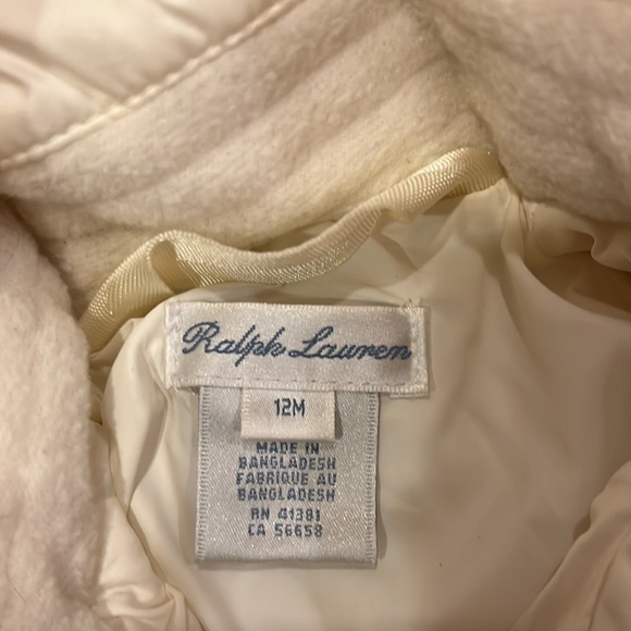 Ralph Lauren Girl’s White Puffer Size 12M - Picture 3 of 6